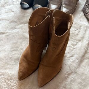 Lucky Brand Women's Tan Suede Pointed Ankle Booties
